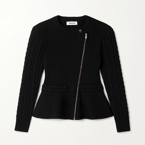 Chic Black Ribbed Cardigan by Simkhai